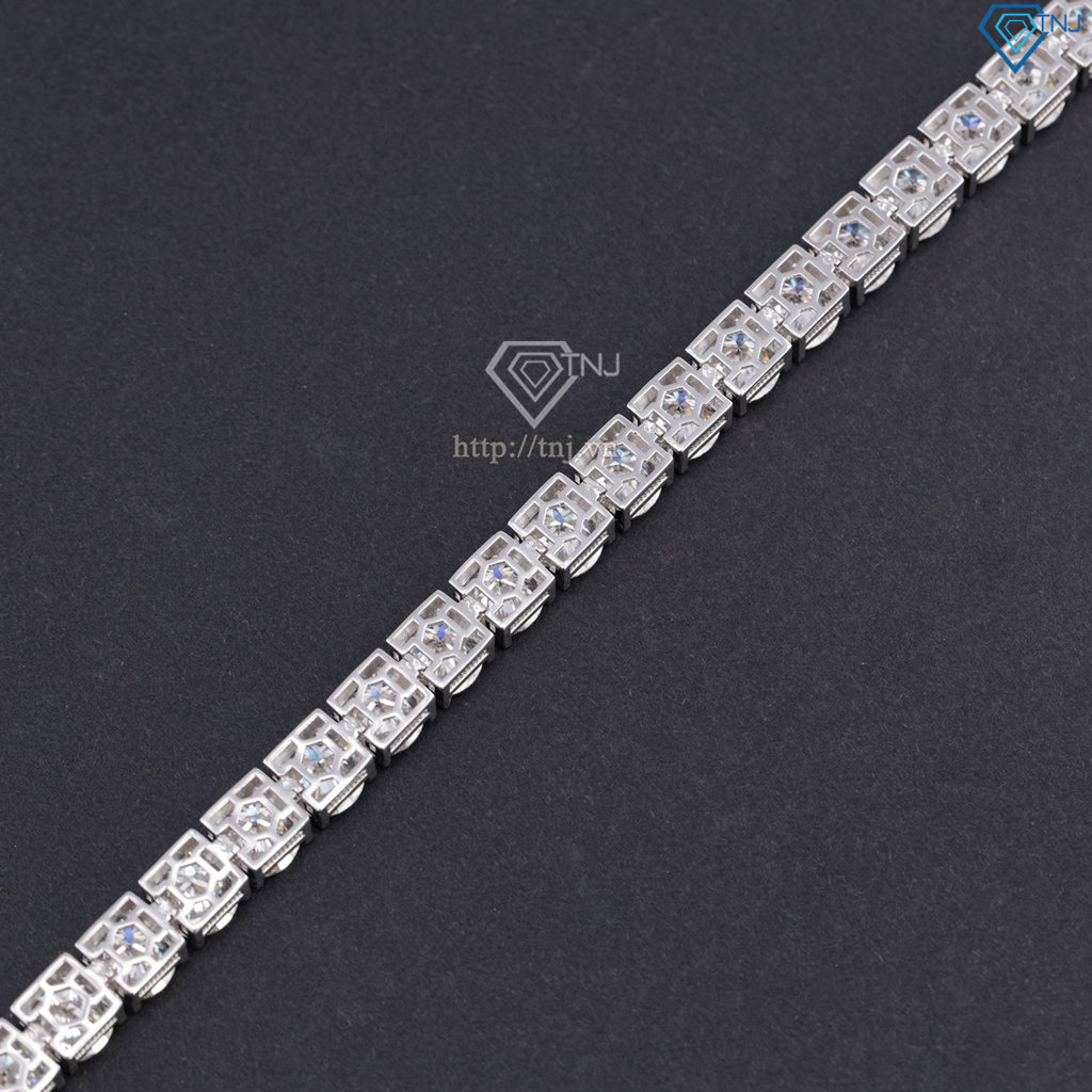 Lắc tay bạc nam Tennis đính full kim cương Moissanite 8mm - Kiểm định GRA LTAM0016