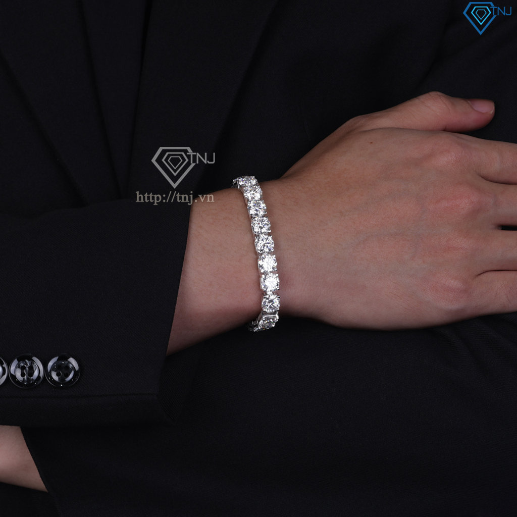 Lắc tay bạc nam Tennis đính full kim cương Moissanite 8mm - Kiểm định GRA LTAM0016