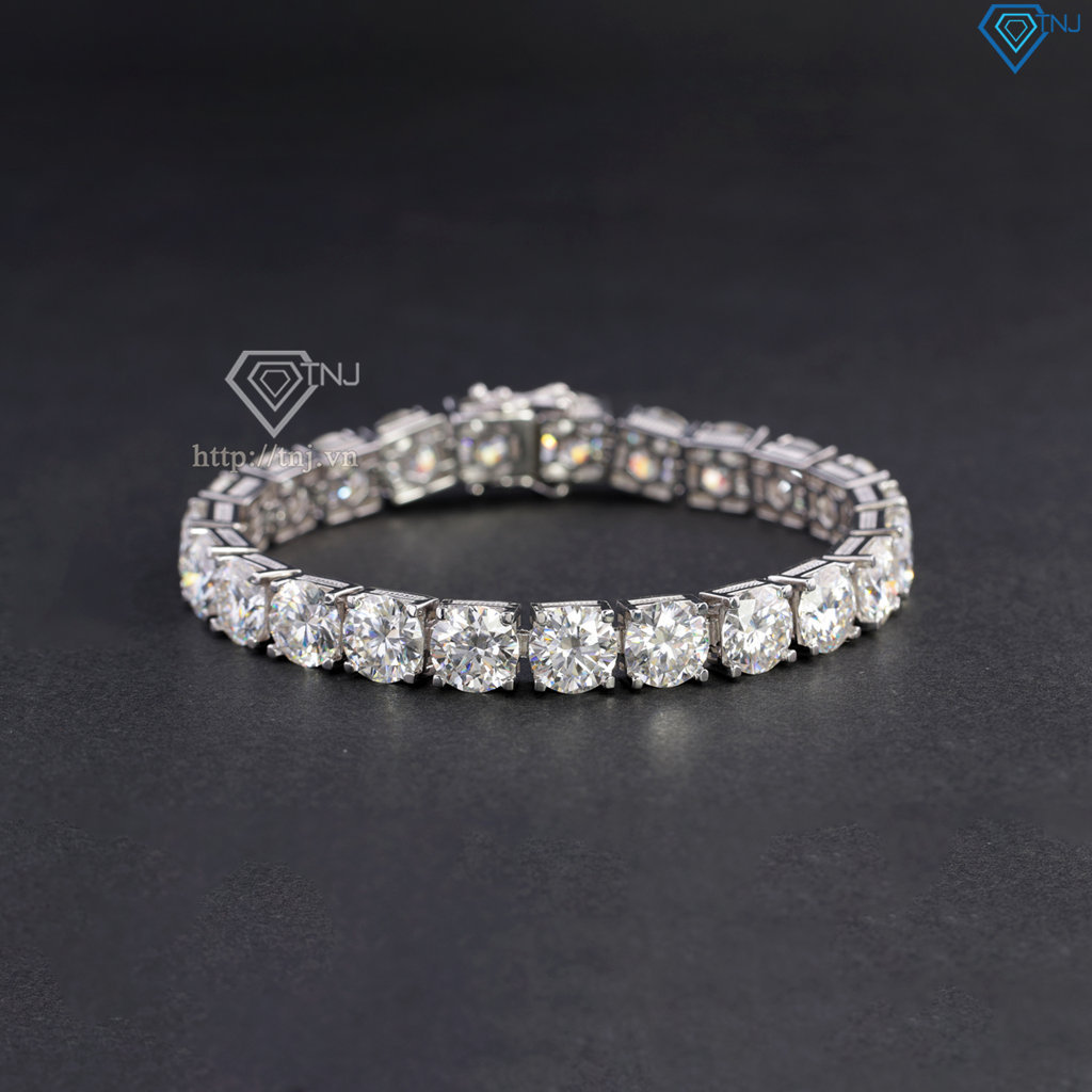 Lắc tay bạc nam Tennis đính full kim cương Moissanite 8mm - Kiểm định GRA LTAM0016