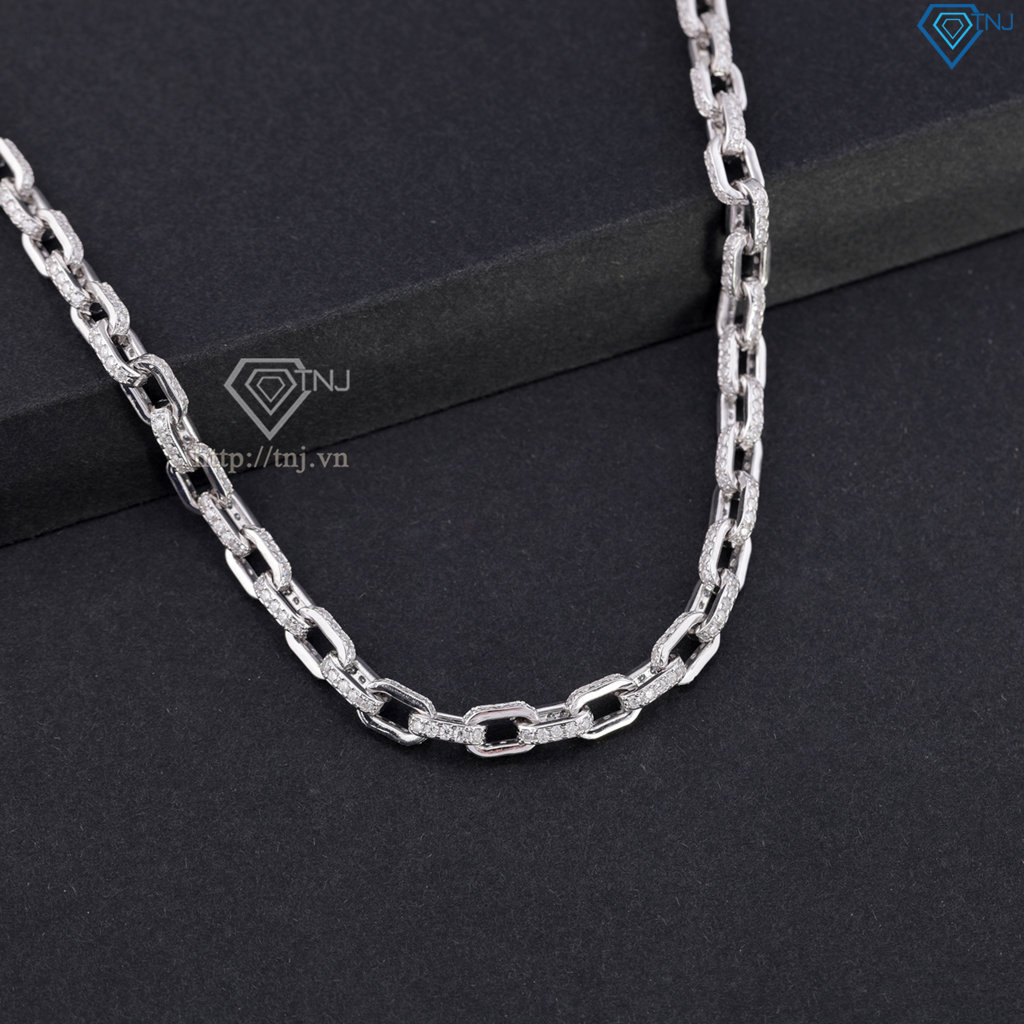 Lắc tay mắt xích cho nam đính full kim cương Moissanite bản 4mm LTAM0017