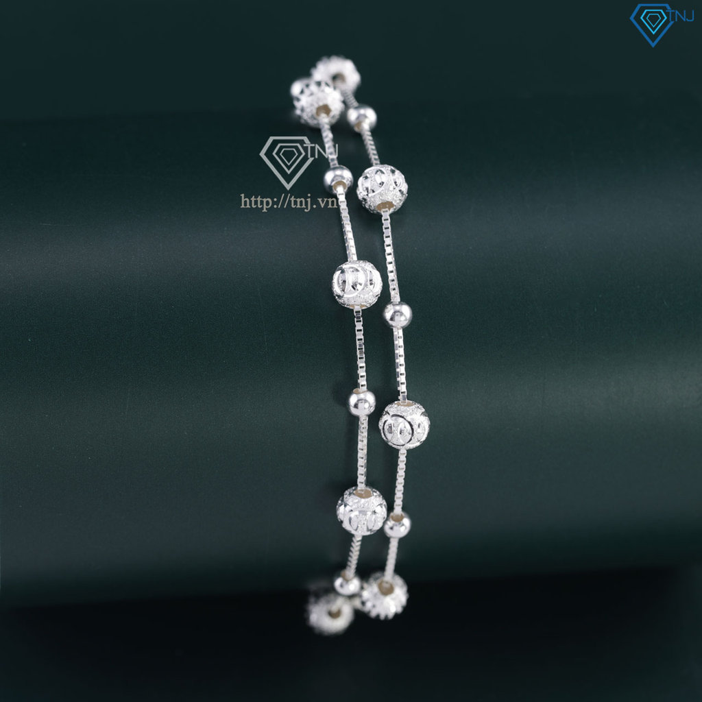 Lắc tay bạc nữ đẹp họa tiết viên bi bạc tinh tế LTN0101