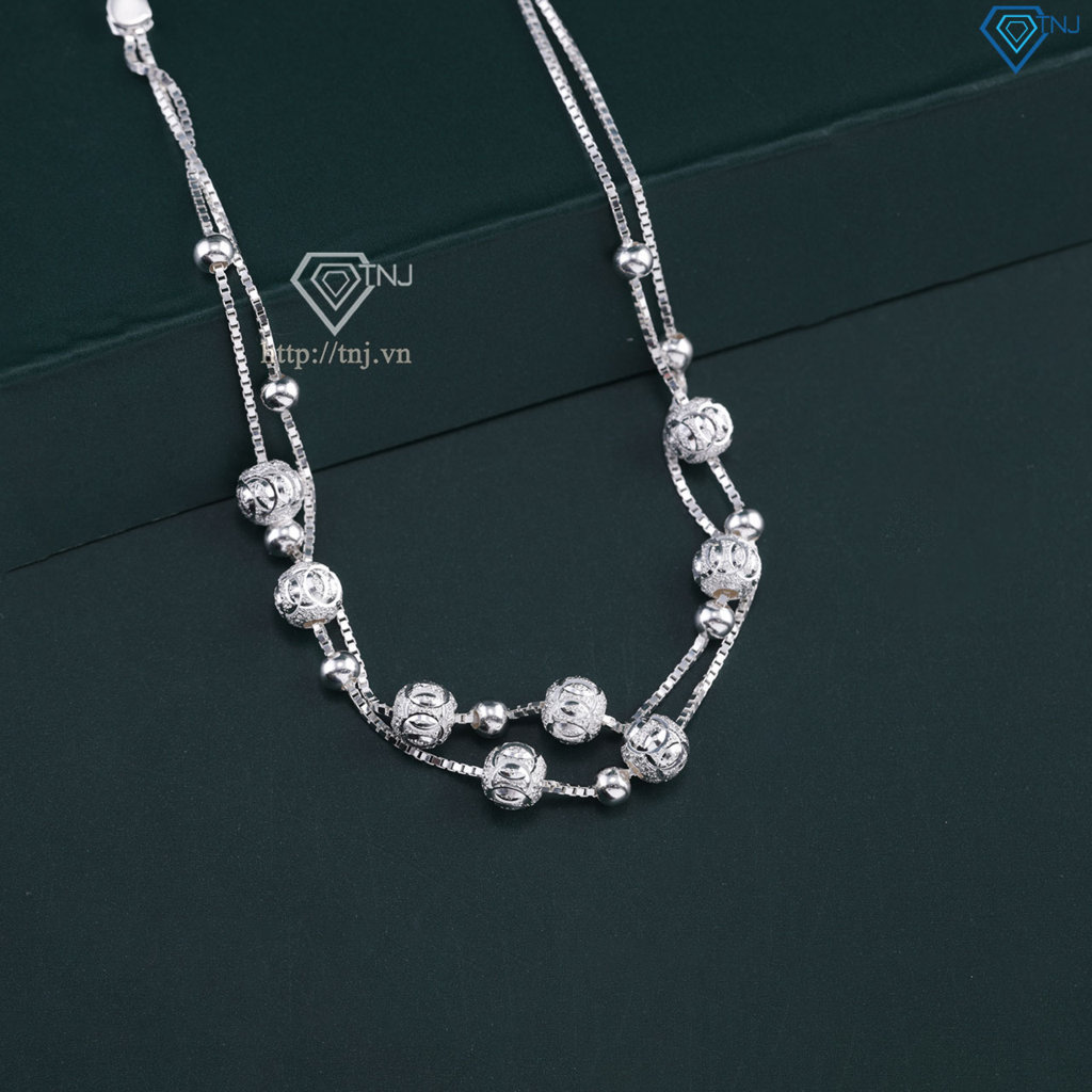 Lắc tay bạc nữ đẹp họa tiết viên bi bạc tinh tế LTN0101