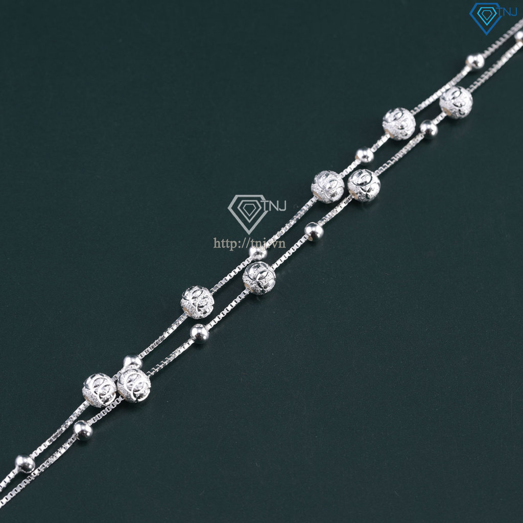 Lắc tay bạc nữ đẹp họa tiết viên bi bạc tinh tế LTN0101