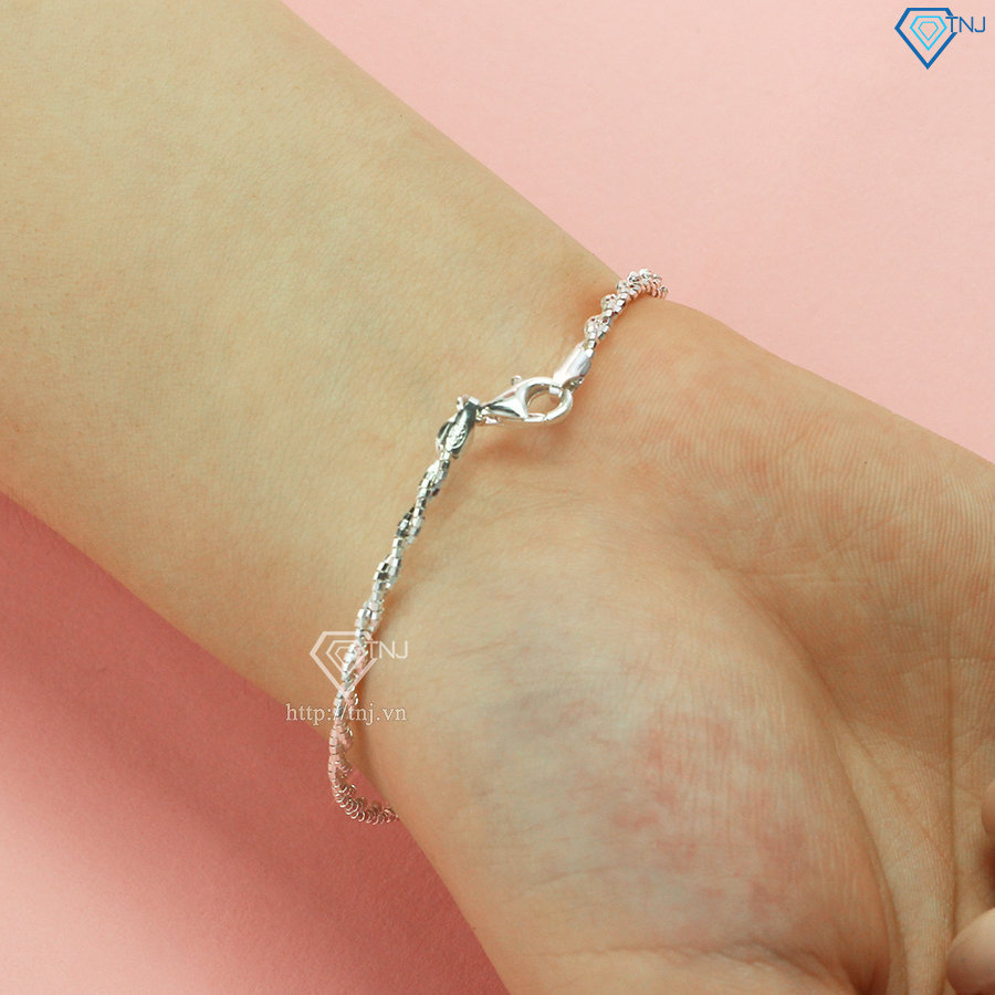 Lắc tay charm bạc đơn giản đính đá vàng LTN0242