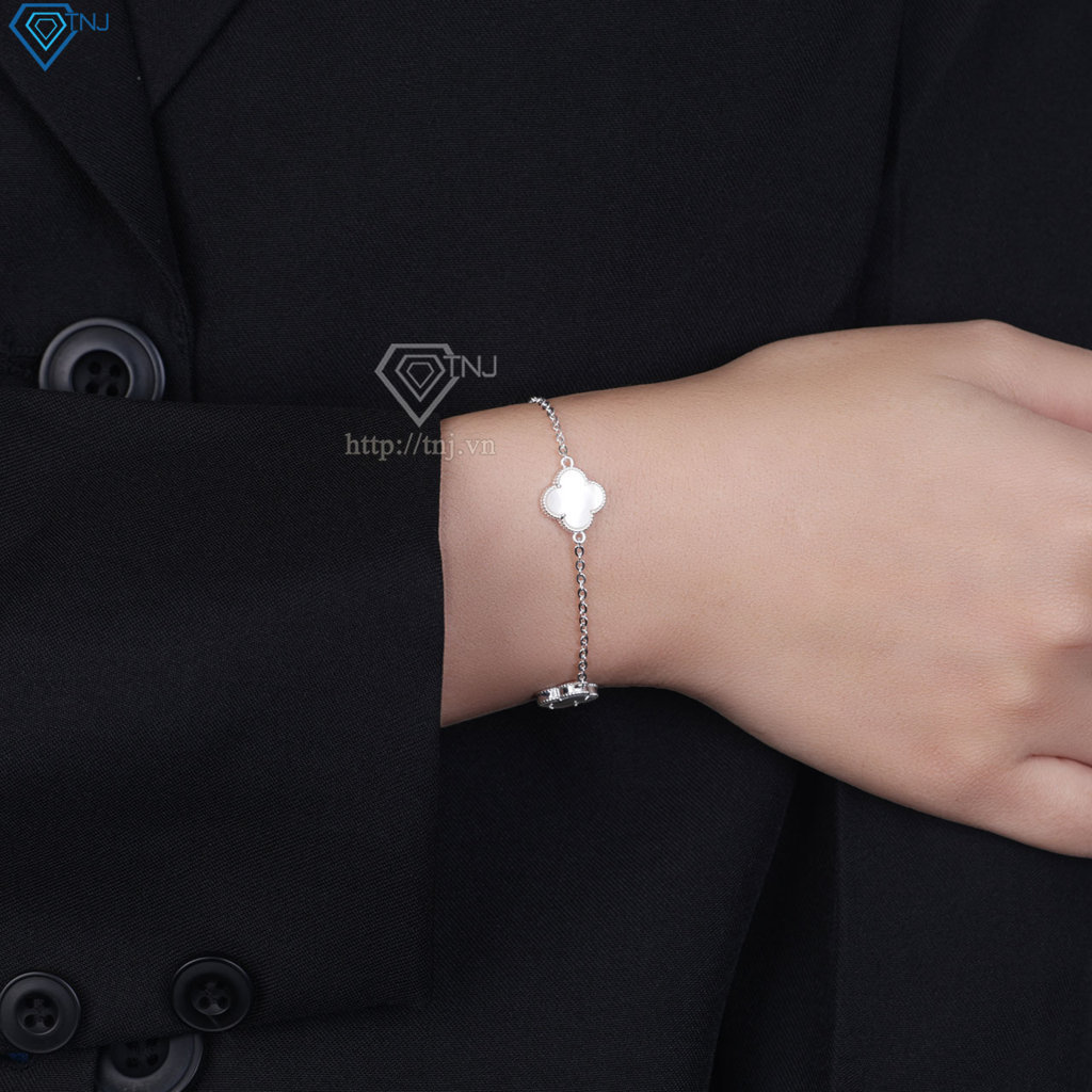 Lắc tay bạc nữ cỏ 4 lá đính đá trắng LTN0287