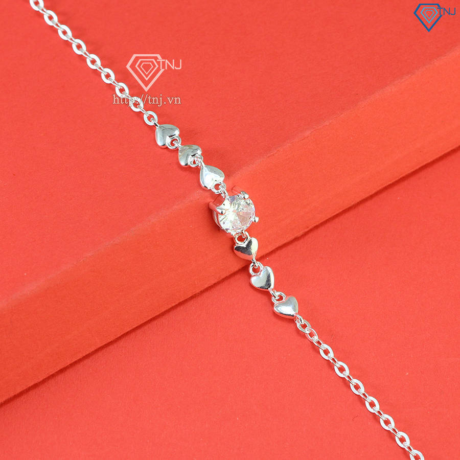 Lắc tay bạc nữ hình trái tim đính đá LTN0403