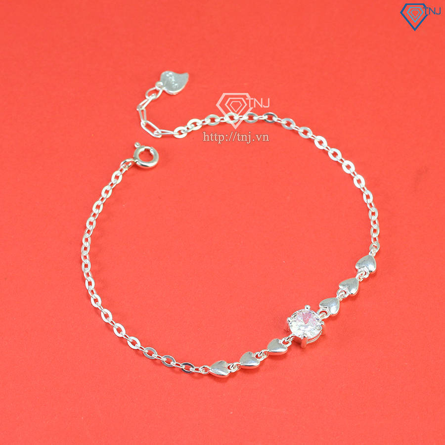 Lắc tay bạc nữ hình trái tim đính đá LTN0403