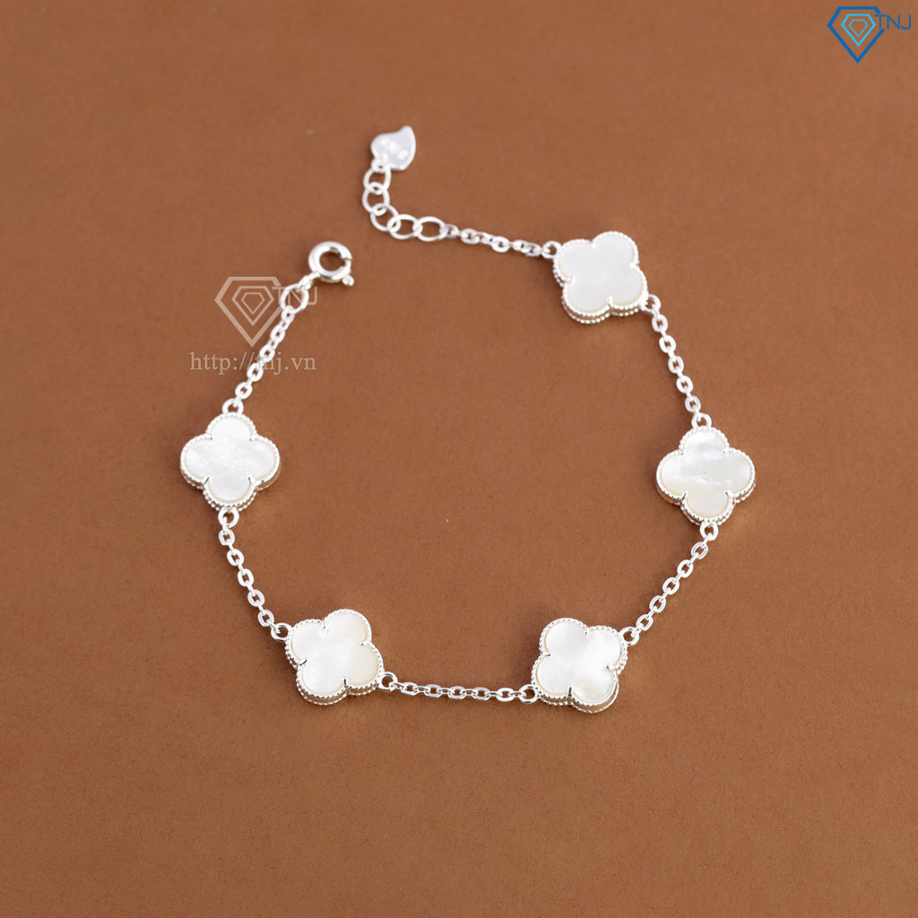 Lắc tay bạc nữ cỏ 4 lá đính đá trắng LTN0439