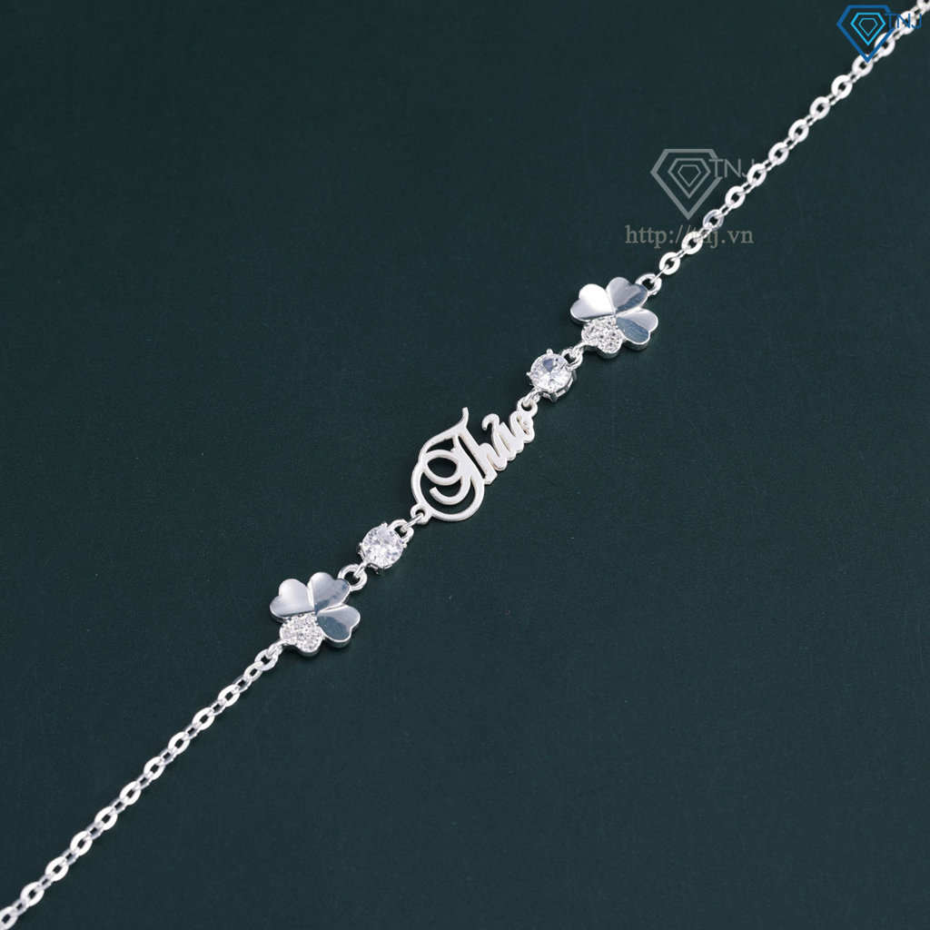 Lắc tay bạc nữ hình cỏ 4 lá khắc tên theo yêu cầu LTN0441