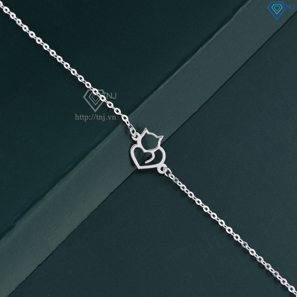 Lắc tay bạc nữ hình con mèo giá rẻ dễ thương LTN0443