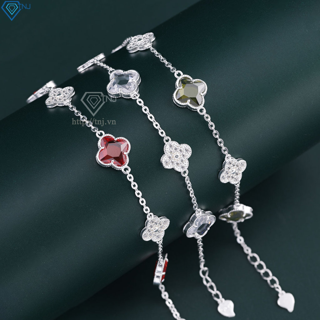Lắc tay bạc nữ cỏ 4 lá đính đá đẹp LTN0444