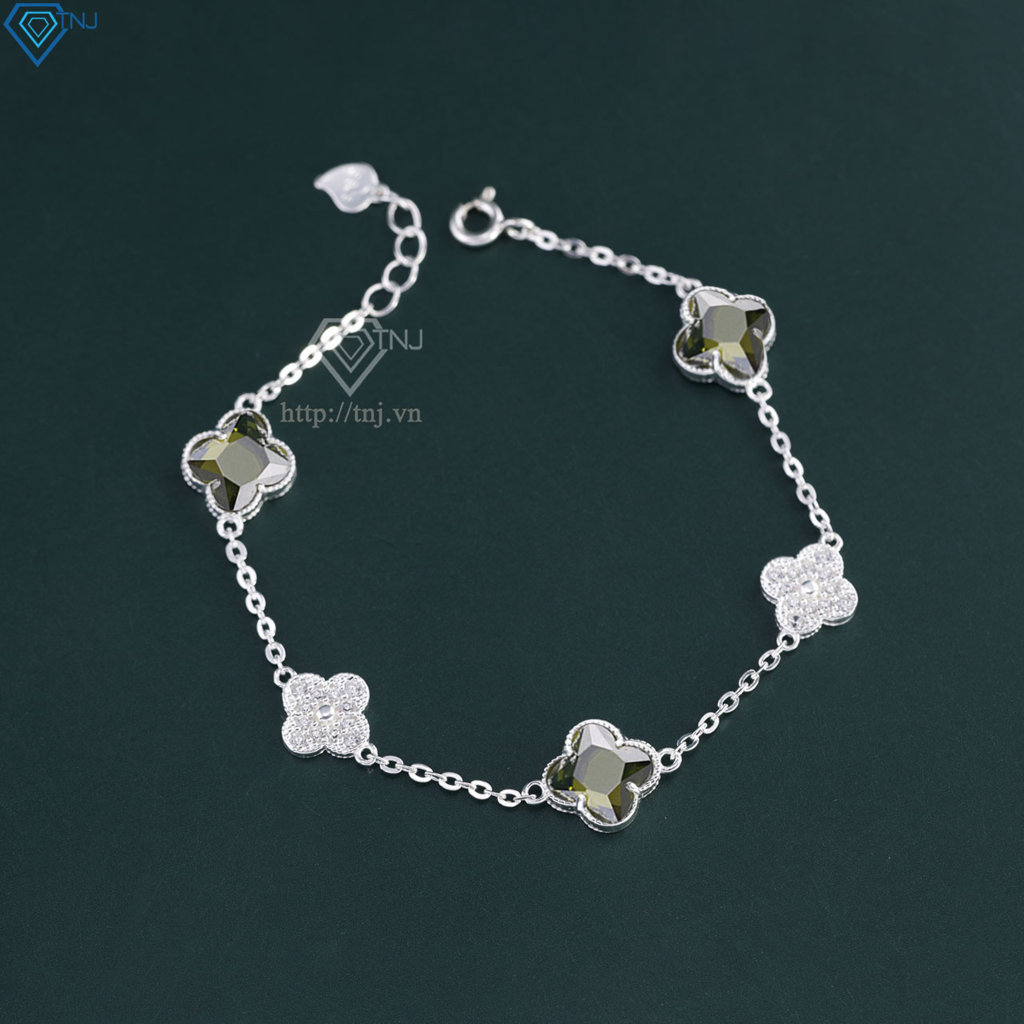 Lắc tay bạc nữ cỏ 4 lá đính đá đẹp LTN0444