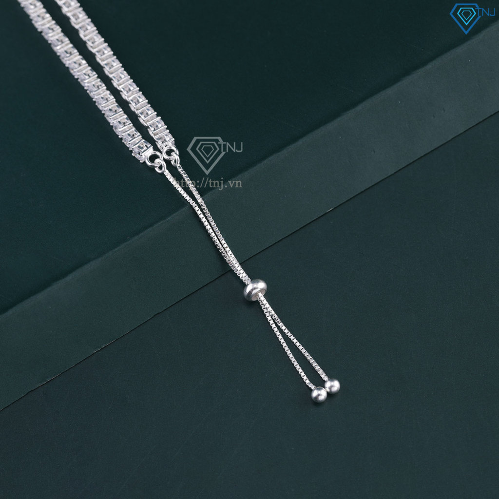 Lắc tay Tennis bạc cho nữ đính đá 3mm dây rút LTN0445