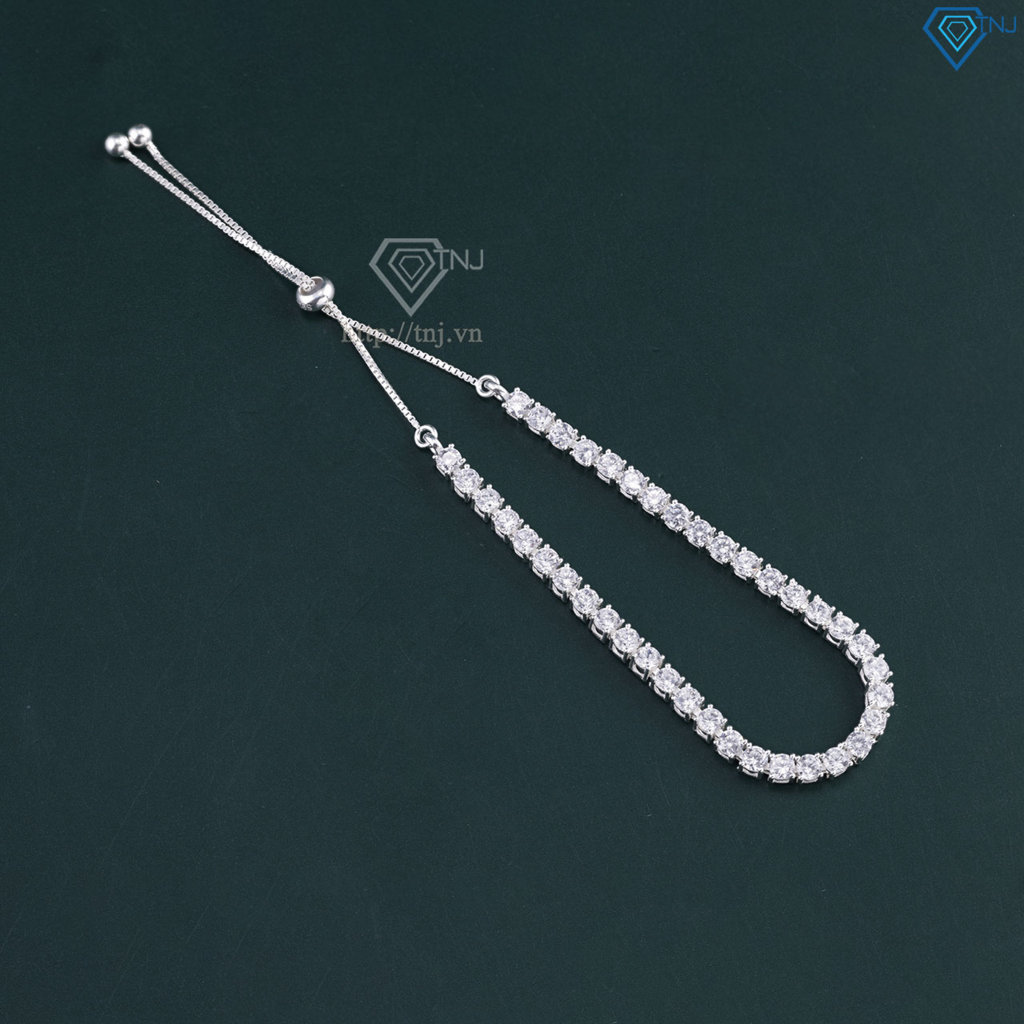 Lắc tay Tennis bạc cho nữ đính đá 3mm dây rút LTN0445