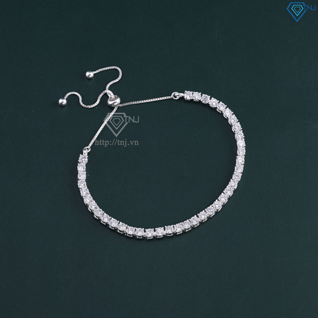 Lắc tay Tennis bạc cho nữ đính đá 3mm dây rút LTN0445