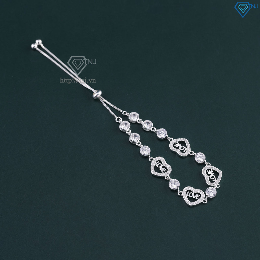 Lắc tay bạc cho nữ hình trái tim chữ Love dây rút LTN0447
