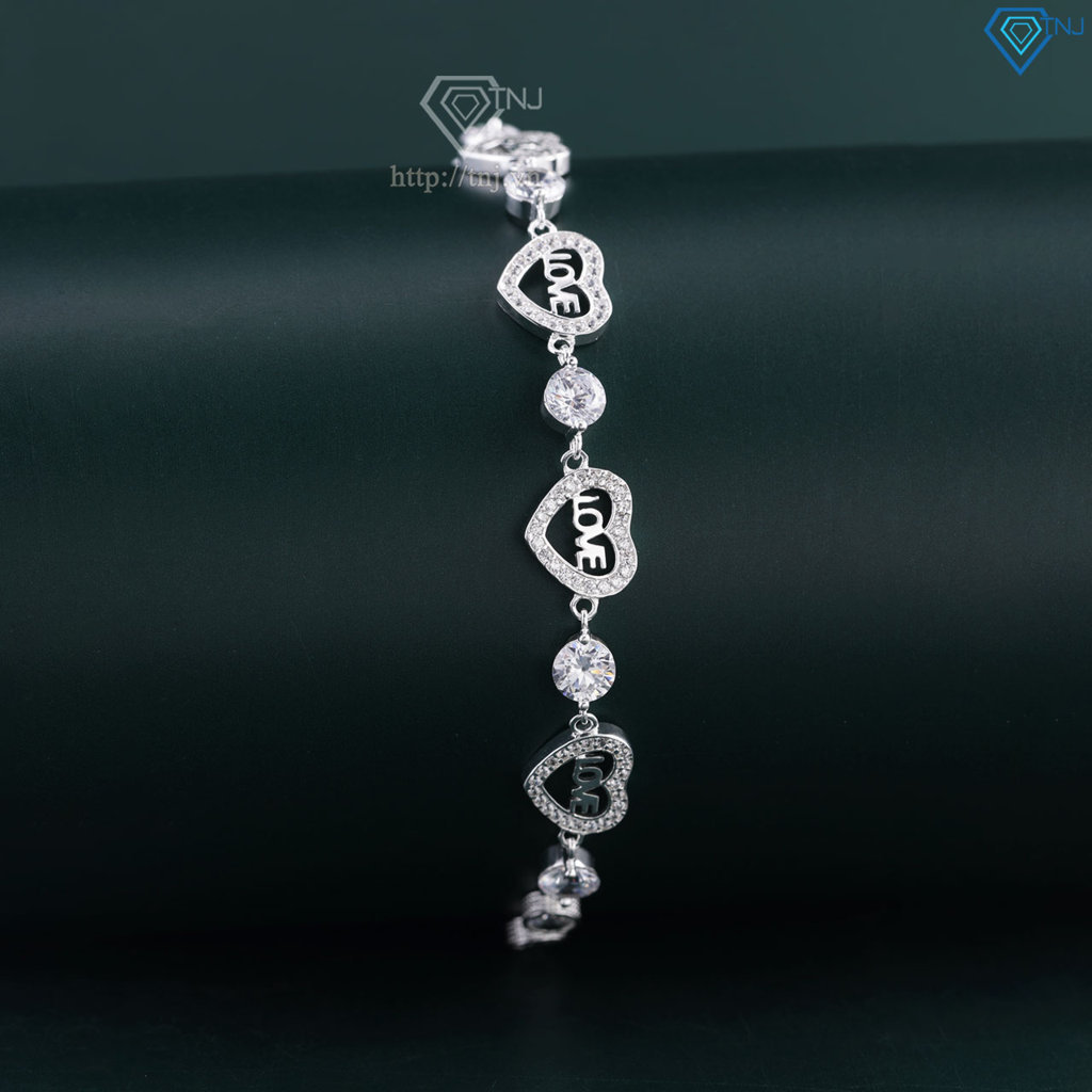 Lắc tay bạc cho nữ hình trái tim chữ Love dây rút LTN0447