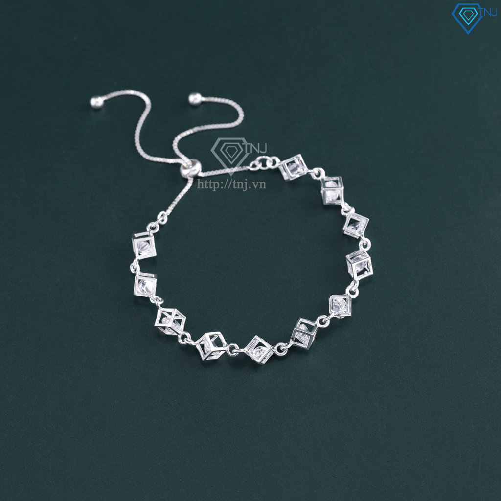 Lắc tay bạc cho nữ hình lập phương dây rút LTN0449