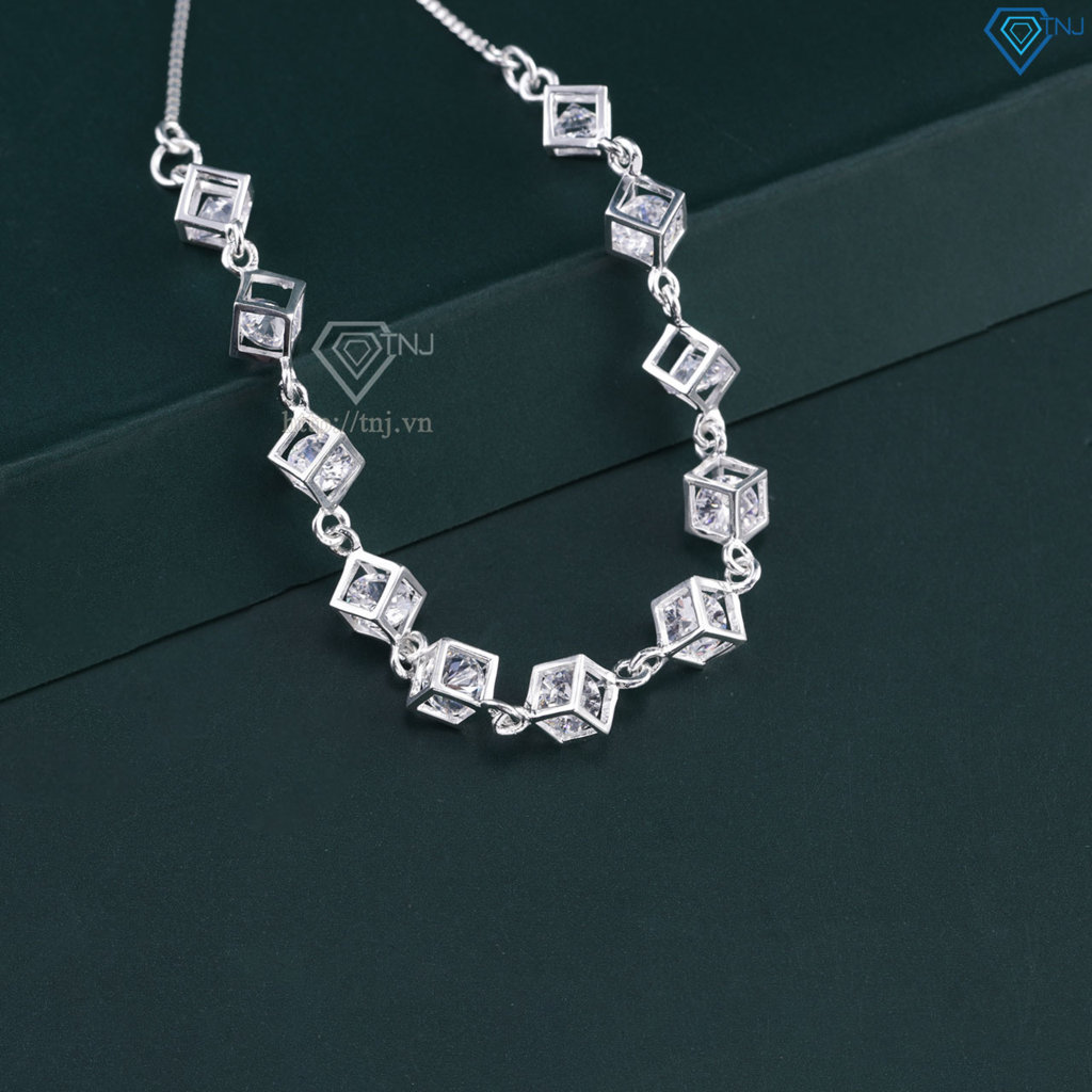 Lắc tay bạc cho nữ hình lập phương dây rút LTN0449