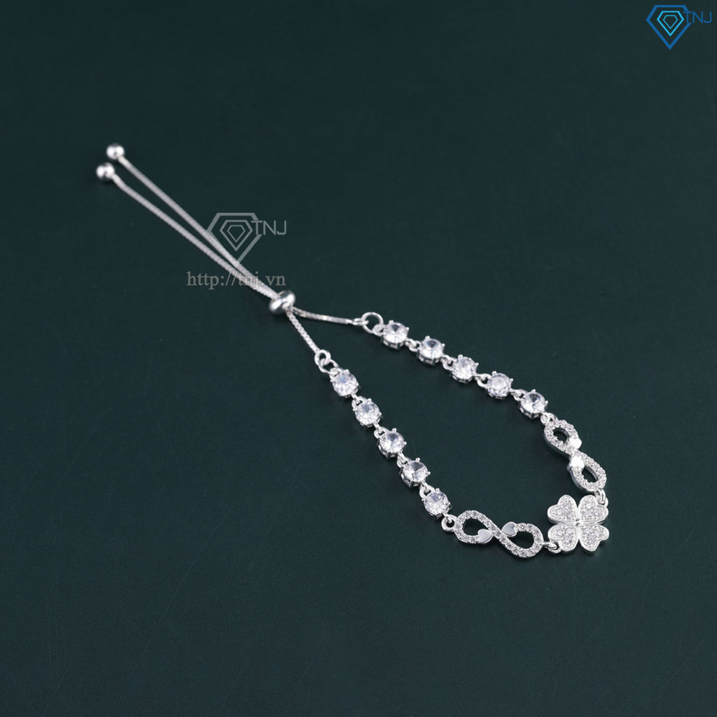 Lắc tay bạc cho nữ cỏ 4 lá vô cực may mắn đính đá dây rút LTN0450