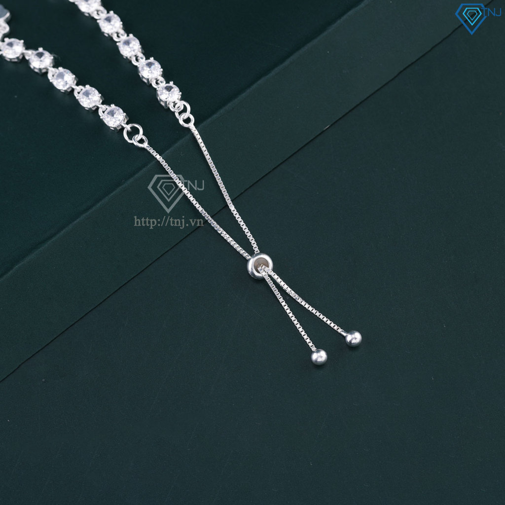 Lắc tay bạc cho nữ cỏ 4 lá may mắn đính đá dây rút LTN0451