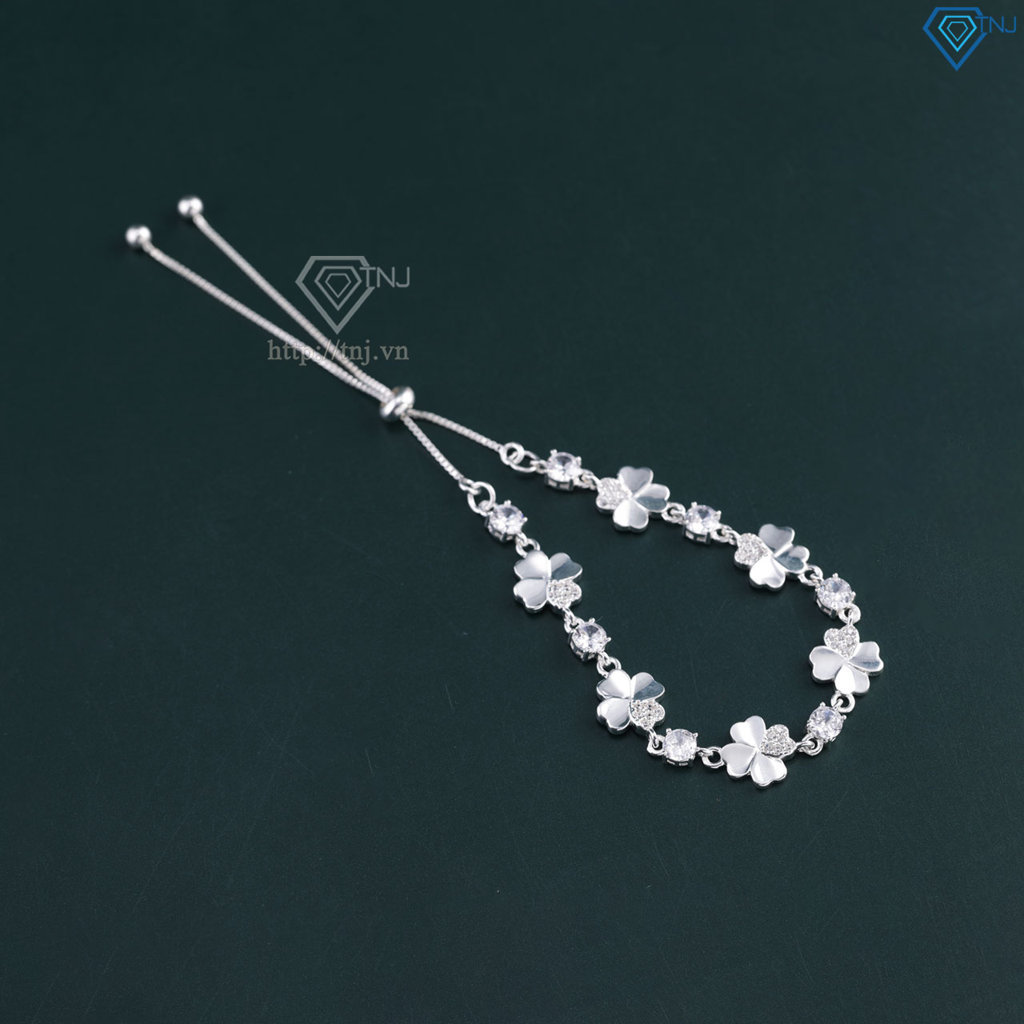 Lắc tay bạc cho nữ cỏ 4 lá may mắn 6 cánh dây rút LTN0452