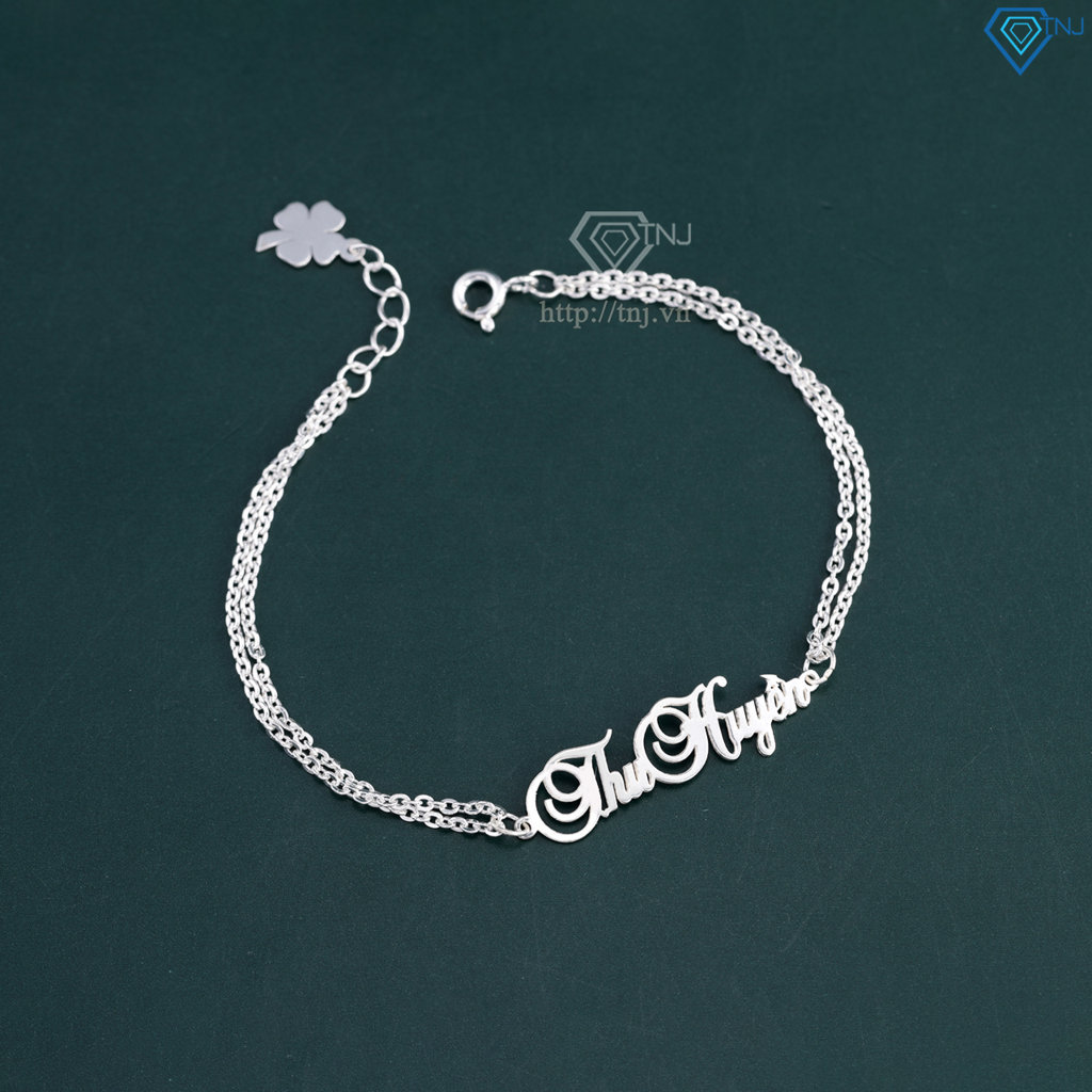 Lắc tay bạc nữ dây kép khắc tên theo yêu cầu LTN0454