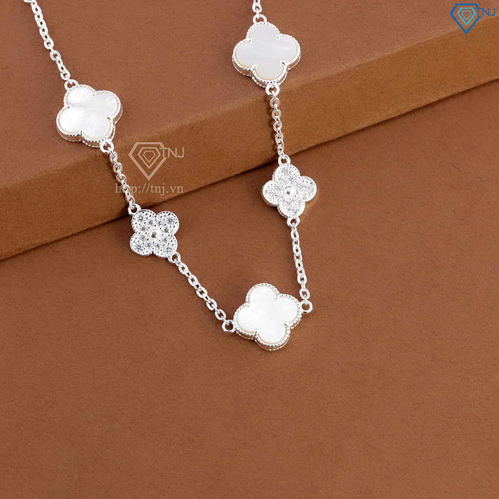 Lắc tay bạc nữ cỏ 4 lá đính đá trắng LTN0456