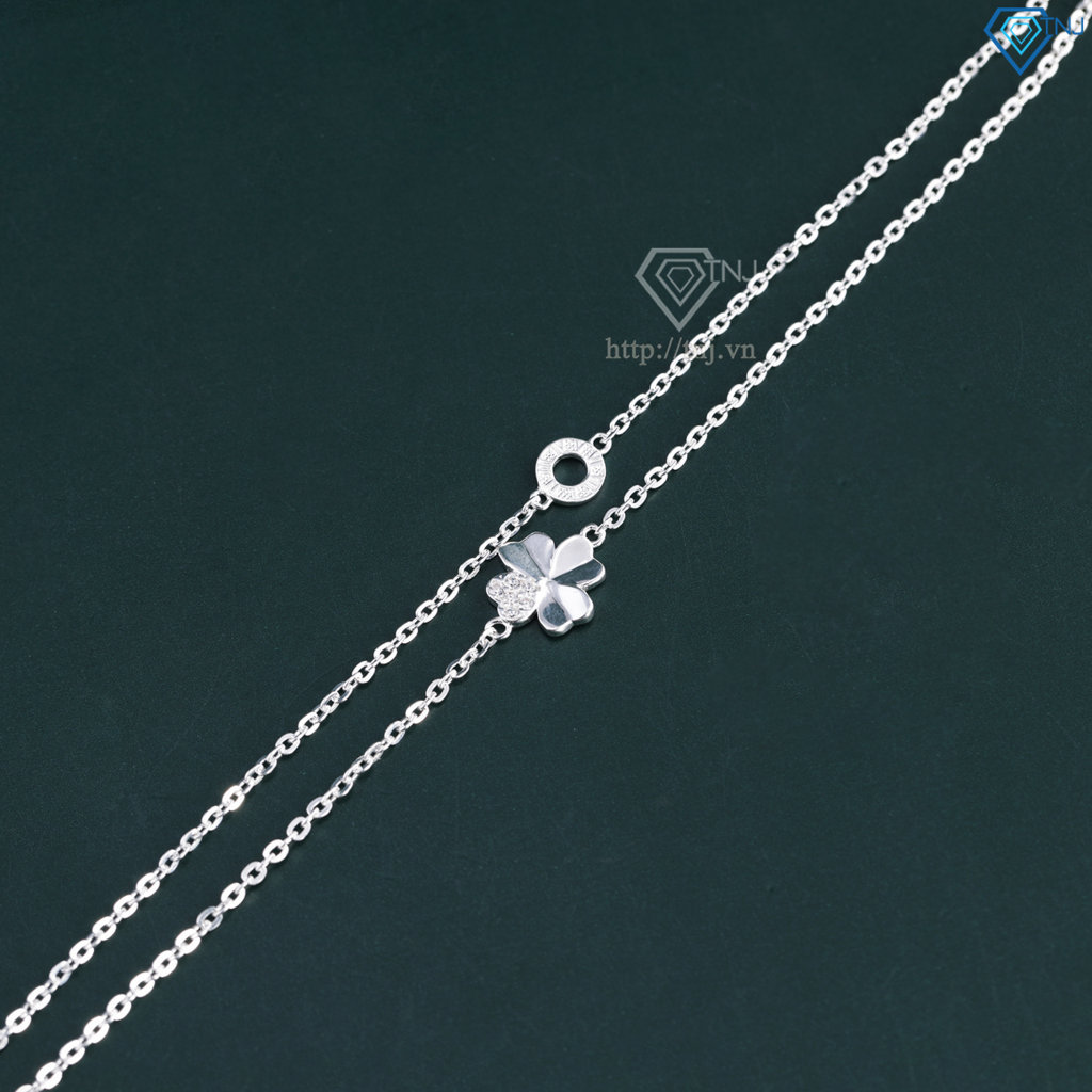 Lắc tay bạc nữ cỏ 4 lá may mắn dây kép LTN0459