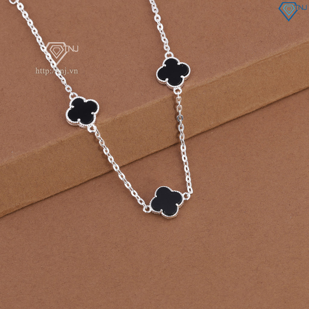 Lắc tay bạc nữ cỏ 4 lá đính đá theo mệnh LTN0460