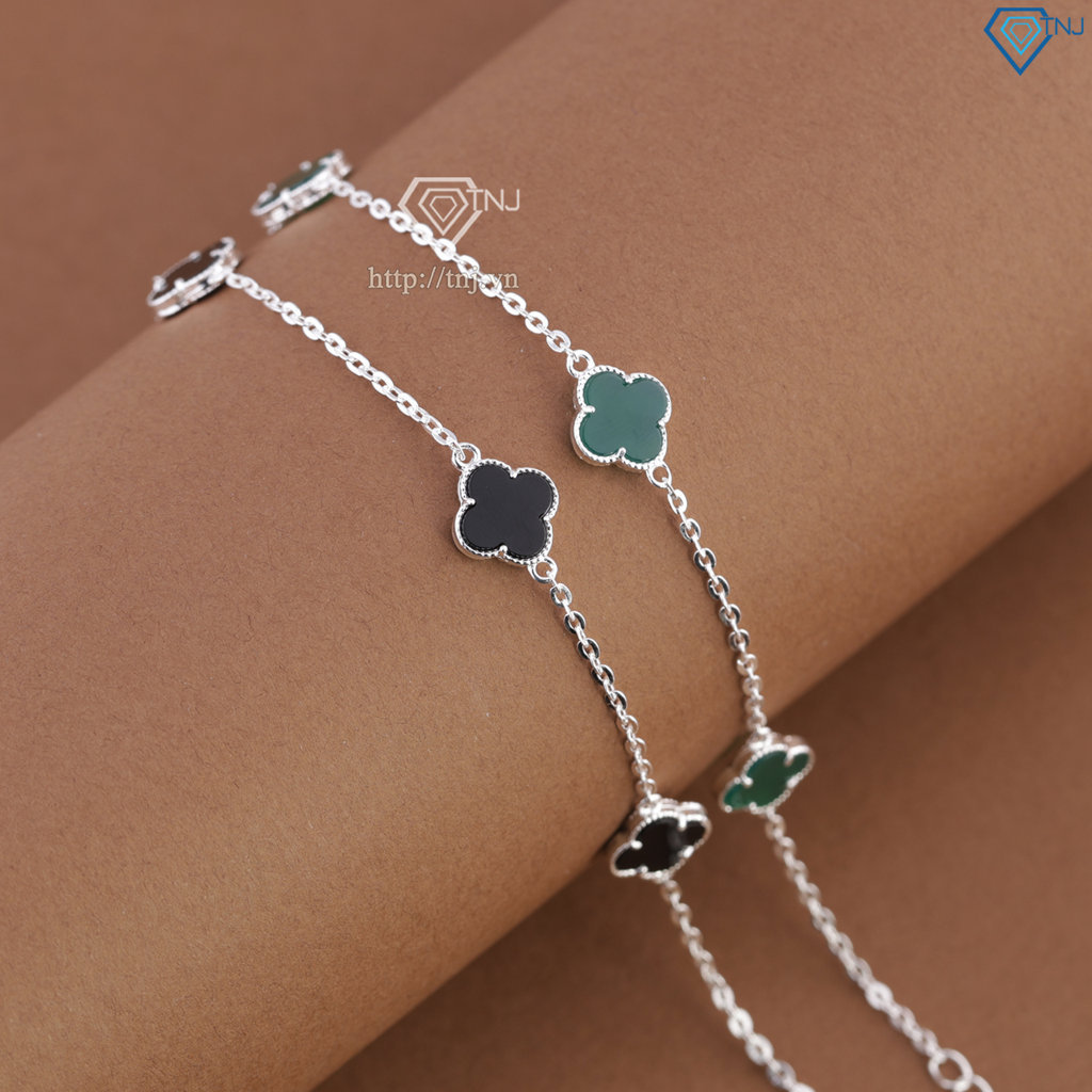 Lắc tay bạc nữ cỏ 4 lá đính đá theo mệnh LTN0460