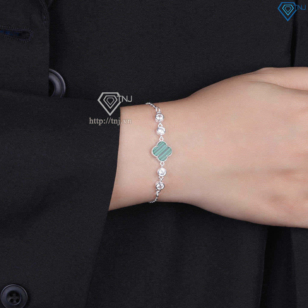 Lắc tay bạc nữ cỏ 4 lá đính đá theo mệnh LTN0461