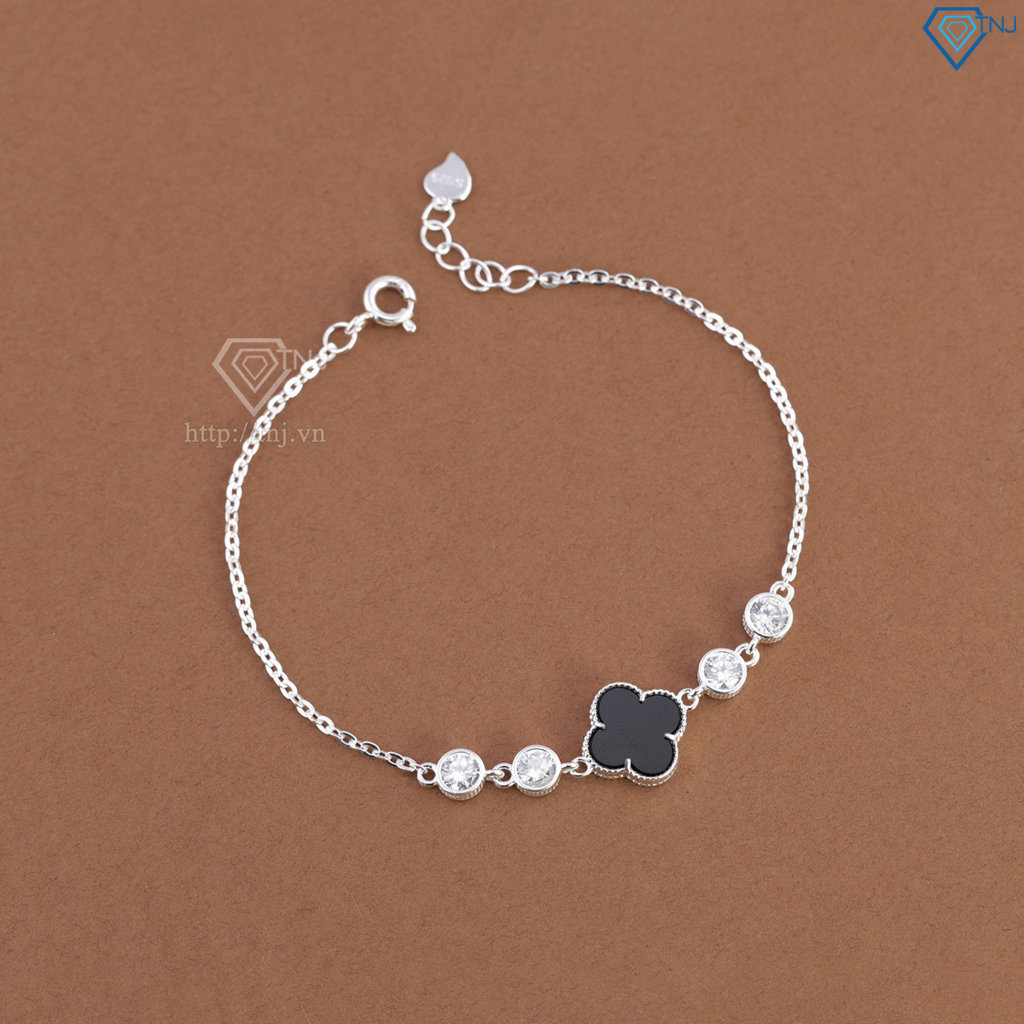 Lắc tay bạc nữ cỏ 4 lá đính đá theo mệnh LTN0461