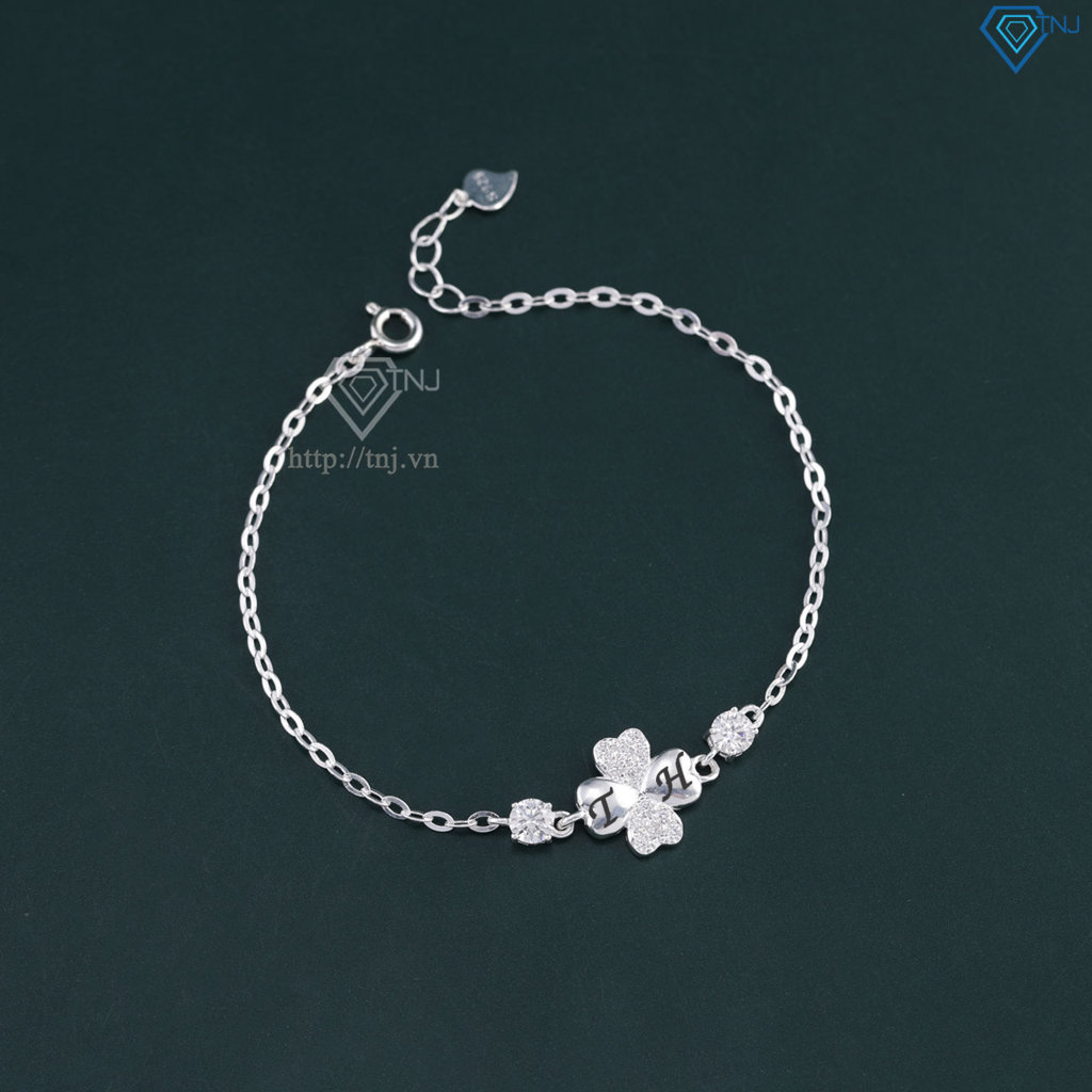 Lắc tay cỏ 4 lá may mắn đính full kim cương Moissanite 4.0mm - Kiểm định GRA LTNM0026