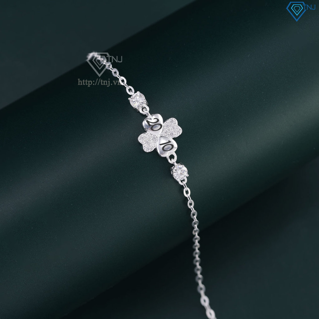 Lắc tay cỏ 4 lá may mắn đính full kim cương Moissanite 4.0mm - Kiểm định GRA LTNM0026