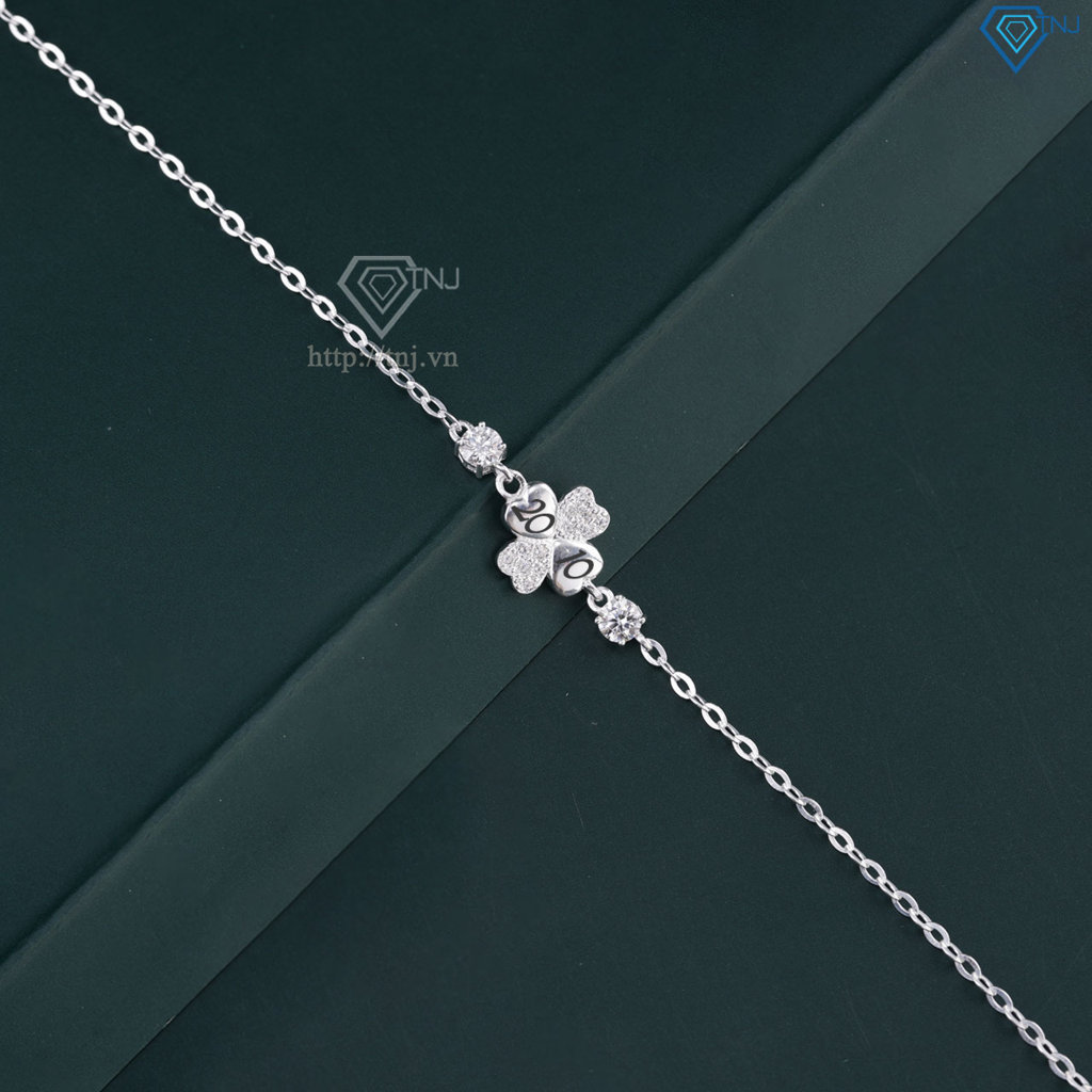 Lắc tay cỏ 4 lá may mắn đính full kim cương Moissanite 4.0mm - Kiểm định GRA LTNM0026