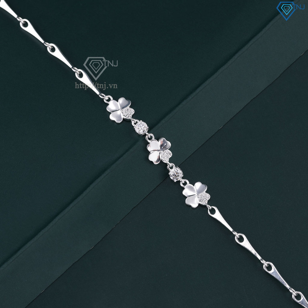 Lắc tay cỏ 4 lá may mắn đính kim cương Moissanite 4.0mm - Kiểm định GRA LTNM0027