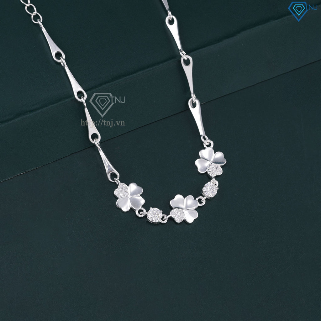 Lắc tay cỏ 4 lá may mắn đính kim cương Moissanite 4.0mm - Kiểm định GRA LTNM0027