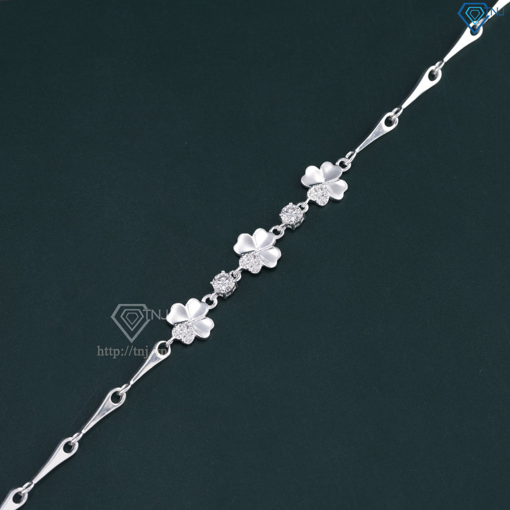 Lắc tay cỏ 4 lá may mắn đính kim cương Moissanite 4.0mm - Kiểm định GRA LTNM0027