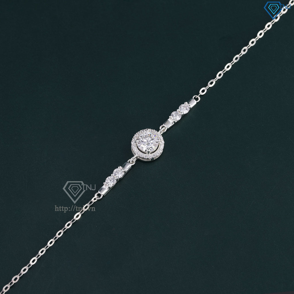 Lắc tay bạc nữ mặt tròn đính kim cương Moissanite 7.0mm - Kiểm định GRA LTNM0028