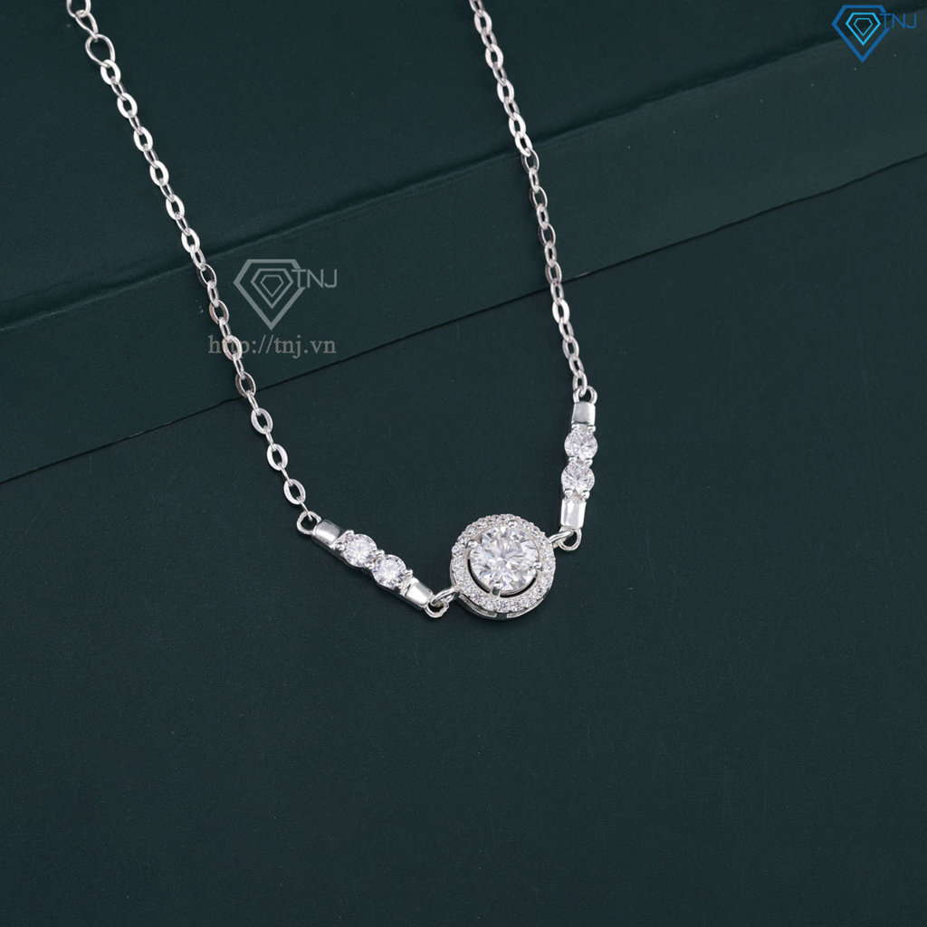 Lắc tay bạc nữ mặt tròn đính kim cương Moissanite 7.0mm - Kiểm định GRA LTNM0028