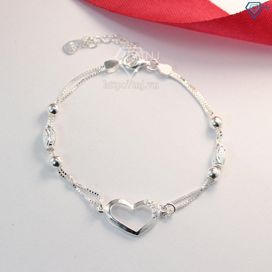 Lắc tay bạc nữ hình trái tim đẹp LTN0126