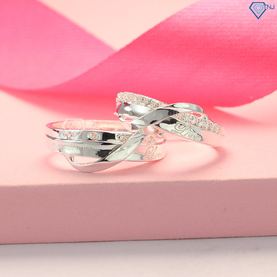 Nhẫn đôi bạc nhẫn cặp bạc đẹp chữ Love ND0054