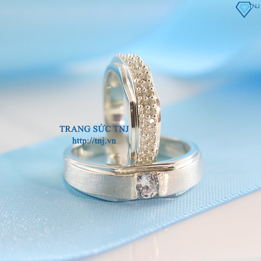 Nhẫn đôi bạc nhẫn cặp bạc đính đá đẹp ND0154