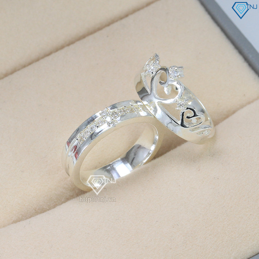 Nhẫn đôi bạc nhẫn cặp bạc hình vương miện đẹp ND0155