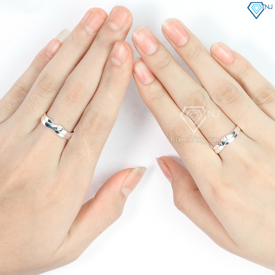 Nhẫn đôi bạc nhẫn cặp bạc đẹp đính đá ND0235