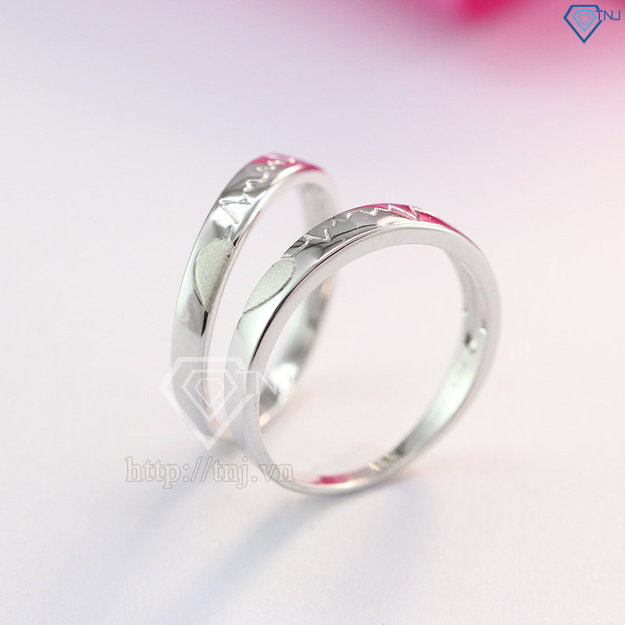 Nhẫn đôi bạc nhẫn cặp bạc đẹp trái tim ghép ND0274