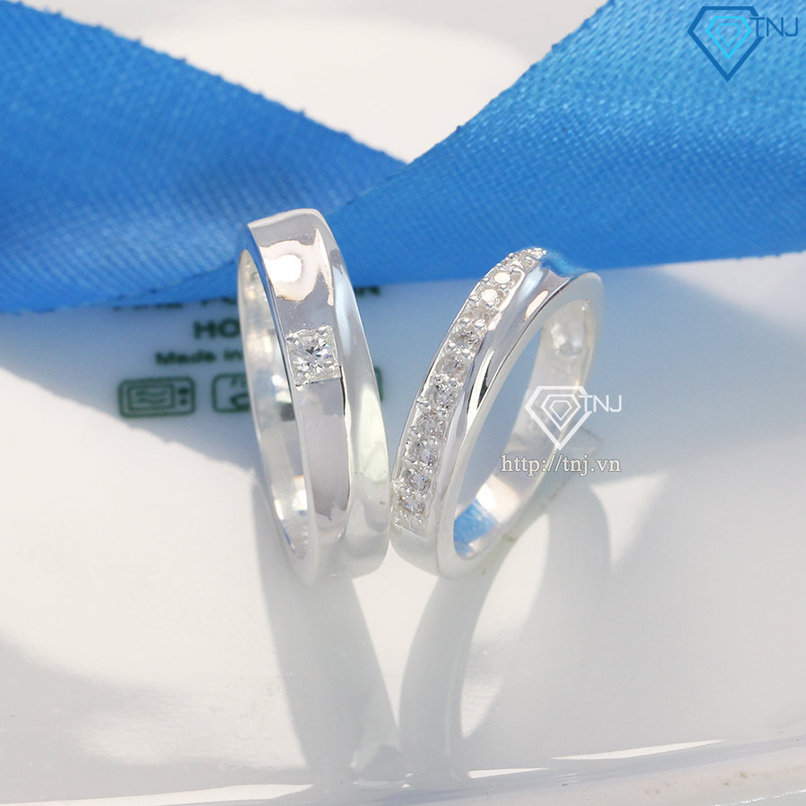 Nhẫn đôi bạc nhẫn cặp bạc đẹp khắc tên ND0275