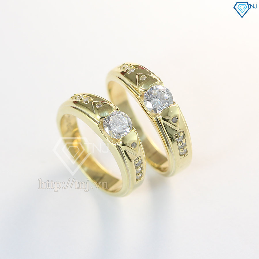 Nhẫn đôi bạc nhẫn cặp bạc xi mạ vàng ND0280