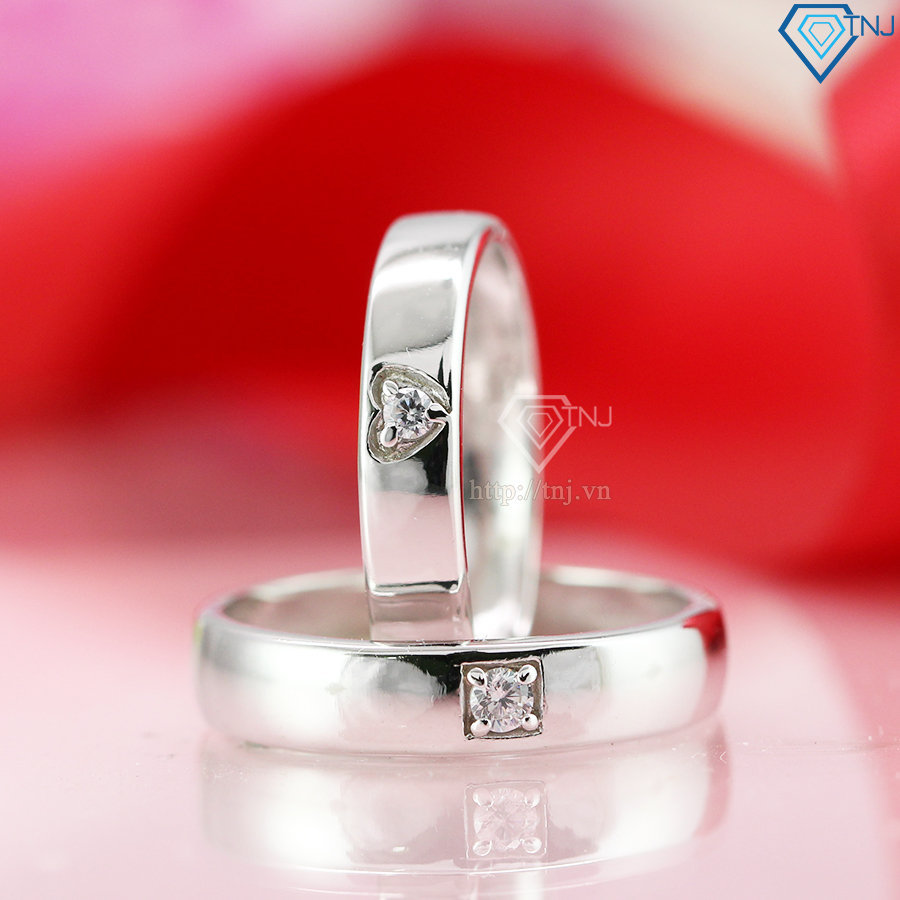 Nhẫn đôi bạc nhẫn cặp bạc đẹp đơn giản ND0348